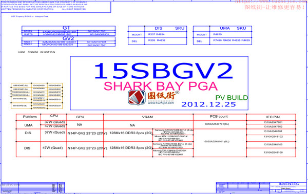HP Envy TouchSmart 15 Inventec 15SBGV2D-6050A2548101 RevA02惠普笔记本主板电路图