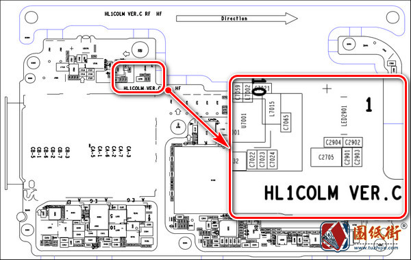 华为荣耀10 HL1COLM VER.C主板元件位号图