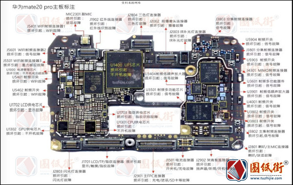 华为Mate20Pro注释图主板元器件位置图维修彩图