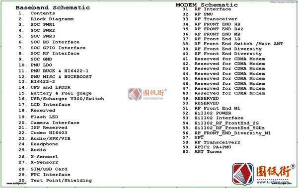 华为麦芒7 HL2SNEAL00手机电路原理图纸