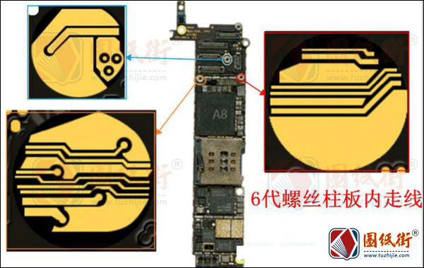 iPhone6代 6S 6p 6sp螺丝柱板内走线图