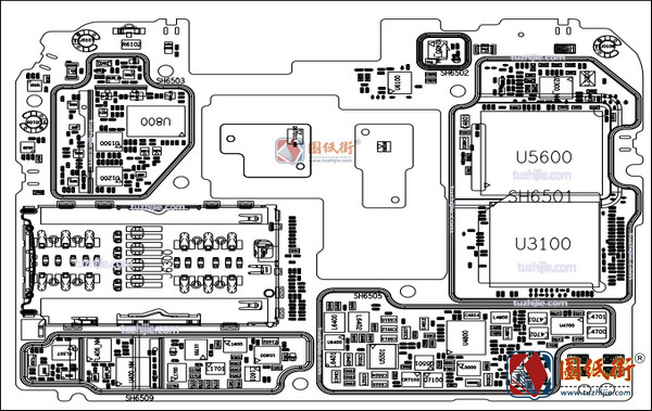 小米红米Redmi 10X 5G手机主板元件位号图