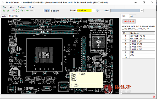华硕H61M-E系列Rev 2.01 2.02 2.03 2.05 2.05A主板点位图合集