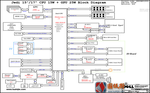 Dell Inspiron 7590 2 in 1 Jedi15 WHL 18718-1 REV : A00戴尔笔记本电路图