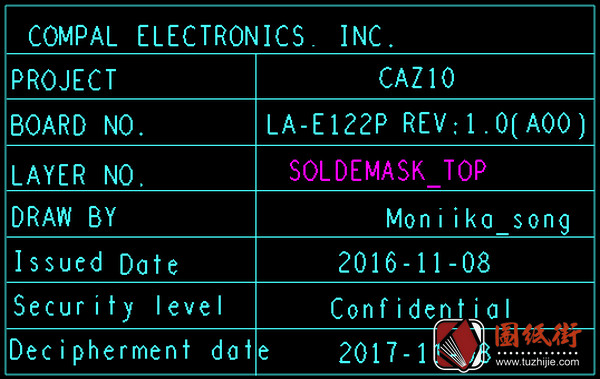 Dell E7280 LA-E122P CAZ10 Rev1.0戴尔笔记本点位图BRD