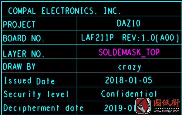 Dell XPS 15 9575 DAZ10 LA-F211P Rev1.0(A00)戴尔笔记本点位图BRD