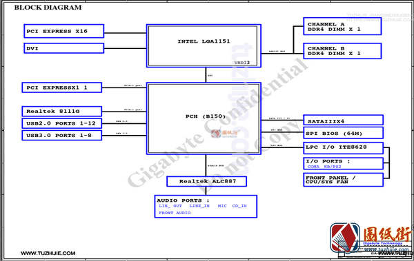 Gigabyte GA-B150M-D3VX-SI Rev1.0 1.1技嘉主板图纸