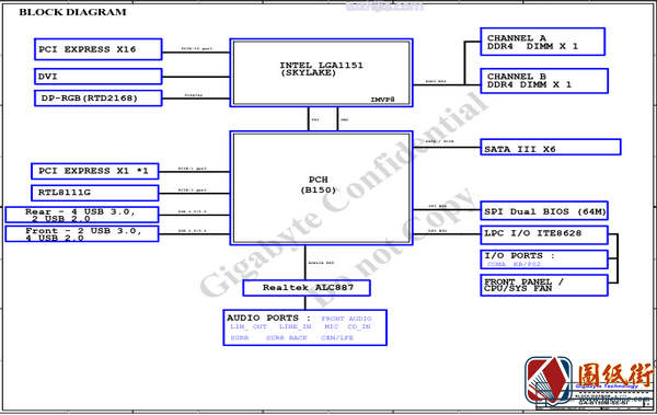 Gigabyte GA-B150M-SE-SI Rev1.0技嘉主板图纸
