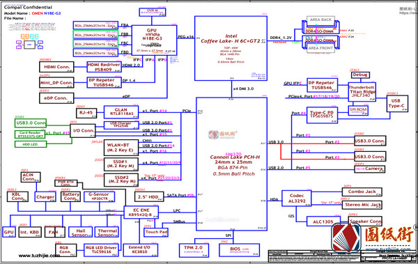 HP OMEN 15-dh0008tx FPC72 LA-H492P FPC54 LA-H481P REV v0.1惠普笔记本图纸