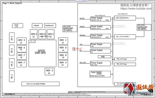 GeForce RTX 3090 GA102 GF PG136-A03 Rev B 显卡电路图纸