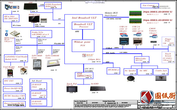 Acer Aspire E5-571G Compal LA-B991P A5WAH_A5WAB Rev 1.0宏基笔记本主板图纸