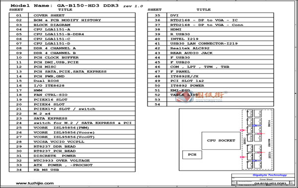 GA-B150-HD3 DDR3主板维修图纸
