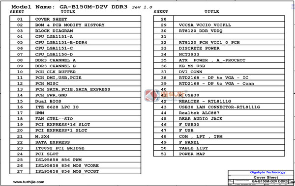 GA-B150M-D2V DDR3电路图纸