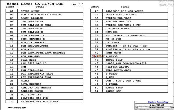 GA-H170M-D3H主板维修电路图