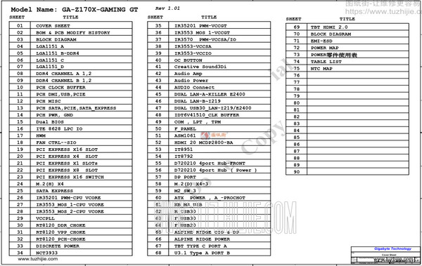 GA-Z170X GAMING GT主板电路图