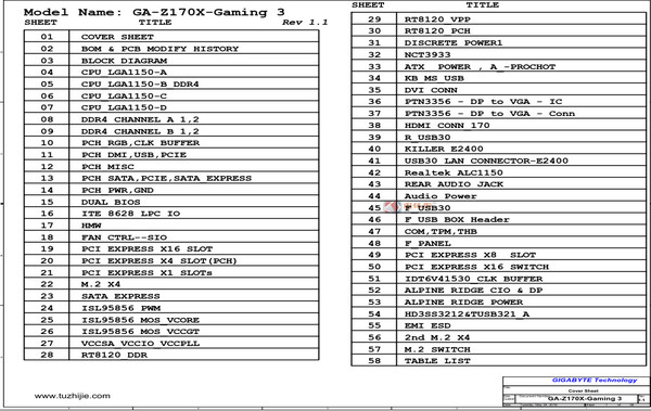 GA-Z170X-Gaming 3图纸下载