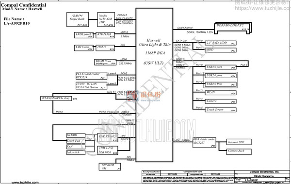 HP 15-R157 LA-A992P主板电路图
