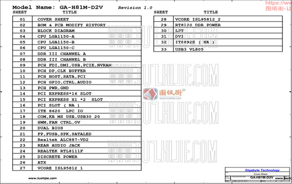 GA-H81M-D2V主板维修电路图