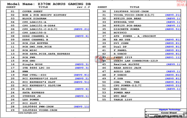 Z370M AORUS GAMING DB 主板维修图纸合集