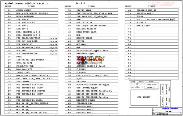 GIGABYTE Z490 VISION G主板原理图