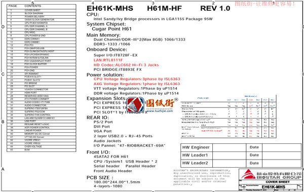 H61MGP H61M-HF EH61K-MHS HIFI H61S3 IH614-MHS IH613-MHS IH61MC-Q原理图合集