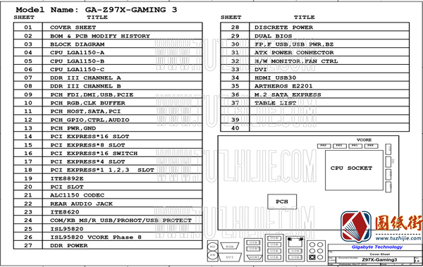 GA-Z97X-SLI SOC GAMING主板原理图合集