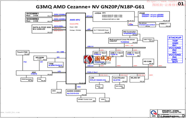 Quanta G3MQ DAG3MQMBAE0主板电路图