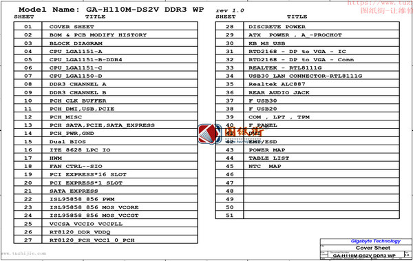 GA-H110M-DS2V DDR3 WP主板原理图纸
