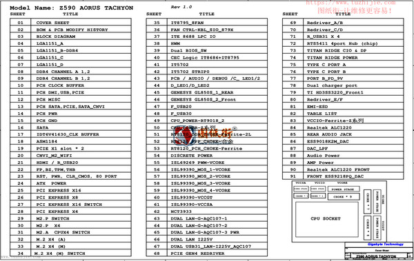 Z590 AORUS TACHYON技嘉电脑主板电路原理图