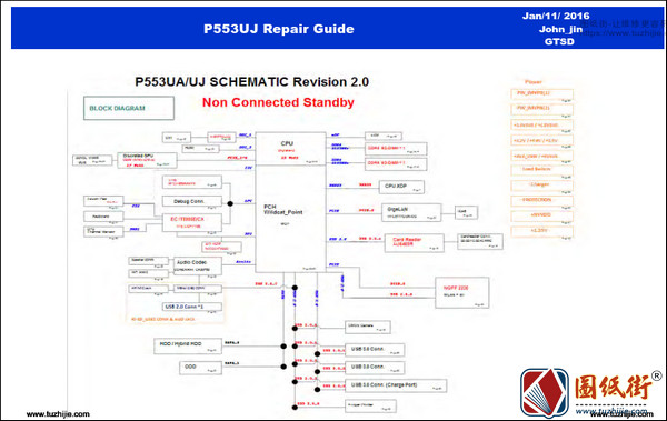 Asus P553UJ笔记本维修资料下载-点位图+维修手册